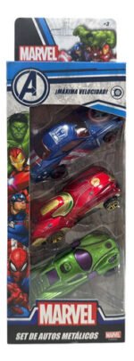 Juguete Cochecito Autito Metal X3 Spiderman Hulk Ironman Personaje Marvel - Imagen 5