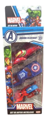 Juguete Cochecito Autito Metal X3 Spiderman Hulk Ironman Personaje Marvel - Imagen 4