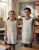 Guardapolvo Poncho Pechera Escolar Colegio Nena Nene Blanco Liso 8 - Imagen 3