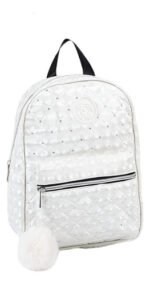 Mochila Urbana Zaki Puffer Tornasolada Blanca Poliéster Con Rombos Blanco