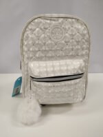 Mochila Urbana Zaki Puffer Tornasolada Blanca Poliéster Con Rombos Blanco - Imagen 2