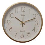 Reloj De Pared Redondo 30cm Moderno Quartz Metalizado Dorado Blanco - Imagen 3