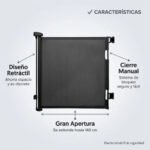 Puerta Barrera De Seguridad Escaleras Mega Baby Retráctil Negro - Imagen 2