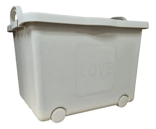 Caja Organizadora De Plastico Con Ruedas Manija 35 Litros Beige Amor