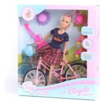Muñeca Tiny Fantasy Con Bicicleta Remera Azul