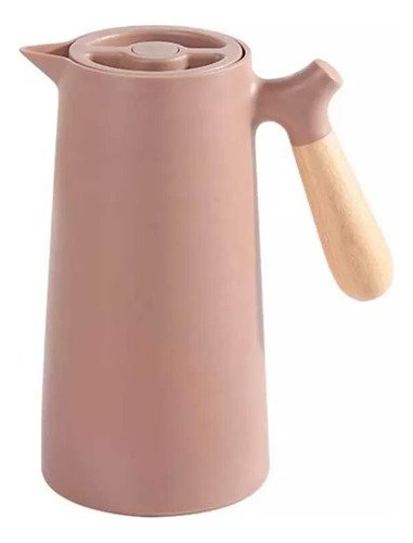 Jarra Termo 1lt Con Manija De Madera Pico Vertedor Color Mango Redondo Marron