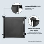 Puerta Barrera De Seguridad Escaleras Mega Baby Retráctil Negro - Imagen 4