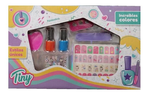 Set De Uñas Decoradas Esmalte Stickers Nenas Tiny Babymovil