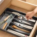 Cubiertero Organizador Cubiertos Antideslizante Cajon Gris Color Gris Oscuro - Imagen 7