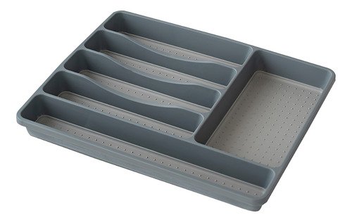 Cubiertero Organizador Cubiertos Antideslizante Cajon Gris Color Gris Oscuro