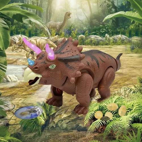Juguete Dinosaurio Con Huevos Luz Sonido Movimiento 38 Cm