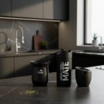 Combo Set Mate Yerbero Azucarera 2 En 1 Compacto Encastrable Negro