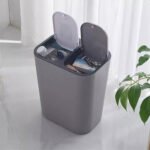 Cesto Tacho Residuo Basura Doble Tapa 18 Litros Plastico Gris - Imagen 6