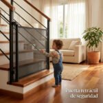 Puerta Barrera De Seguridad Escaleras Mega Baby Retráctil Negro - Imagen 6
