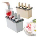 Molde Para 4 Helados Paleta Reutilizable,libre Bpa En Color Gris