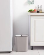 Cesto Tacho Residuo Basura Doble Tapa 18 Litros Plastico Gris - Imagen 3