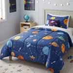 Set Acolchado Almohada Estampado 1 1/2 Plaza Infantil Paris Espacial