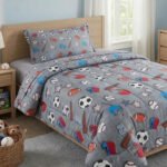 Set Acolchado Almohada Estampado 1 1/2 Plaza Infantil Paris Pelotas