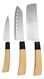 Set De 3 Cuchillos Cocina Japonesa Para Chef Madera