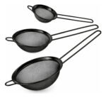 Set X3 Coladores Tamizador De Cocina Malla Acero 8,5 10 12cm Negro