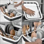 Secaplatos Piu Silicona Plegable Blanco Gris 10 Platos Con Cubiertero Blanco Con Gris - Imagen 2