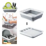 Secaplatos Piu Silicona Plegable Blanco Gris 10 Platos Con Cubiertero Blanco Con Gris - Imagen 3