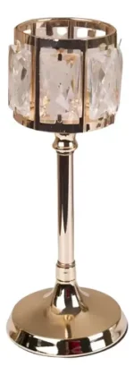 Candelabro Porta Velas Oro Caireles Decorativo 26 Cm Metal Oro 8463