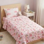 Set Acolchado Almohada Estampado 1 1/2 Plaza Infantil Paris Unicornio