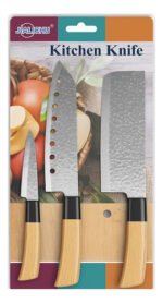 Set De 3 Cuchillos Cocina Japonesa Para Chef Madera - Imagen 2