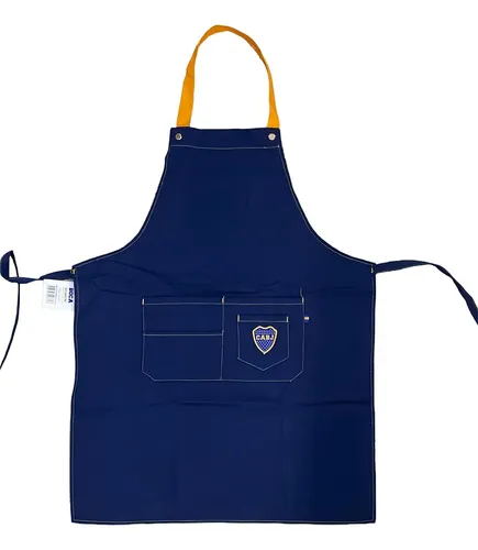 Delantal Gastronomico Cocina Barberia Boca River Bordado Color Azul