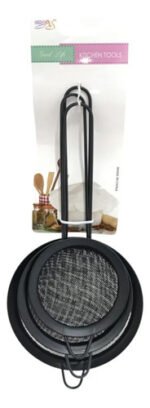 Set X3 Coladores Tamizador De Cocina Malla Acero 8,5 10 12cm Negro - Imagen 2