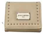 Billeteras Mujer Chica Jean Cartier Con Tapa Detalle Tachas Color Beige Liso
