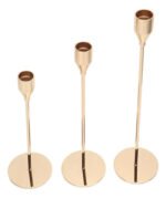 Set X3 Candelabros Portavelas Dorados Metal Decorativos Dorado - Imagen 2