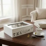 Caja De Té Artesanal Ms Madera Y Vidrio 6 Divisiones Caja Té