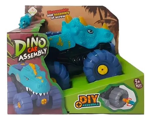 Juguete Auto Para Armar Dinosaurio Destornillador Tiny Color Celeste Personaje Triceratops