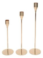 Set X3 Candelabros Portavelas Dorados Metal Decorativos Dorado - Imagen 3