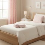 Juego De Sábanas Y Cortinas Infantil 1 1/2 Plaza Rosa Estrellitas