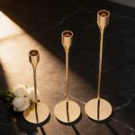 Set X3 Candelabros Portavelas Dorados Metal Decorativos Dorado - Imagen 5