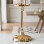 Candelabro Porta Velas Oro Caireles Decorativo 26 Cm Metal Oro 8463 - Imagen 3