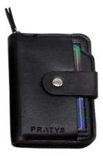 Tarjetero Billetera Hombre 12 Tarjetas Con Cierre Pratys Color Negro Diseño De La Tela Liso