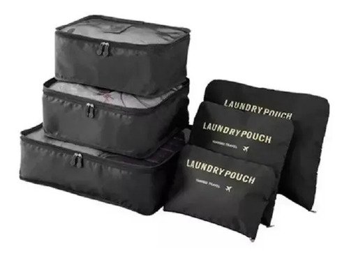 Set Bolsas X6 Organizador Ropa Para Valija Viajes Babymovil Color Negro