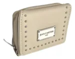 Billeteras Mujer Chica Jean Cartier Con Tapa Detalle Tachas Color Beige Liso - Imagen 3