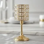 Candelabro Porta Velas Oro Caireles Decorativo 26 Cm Metal Oro 8464 - Imagen 2