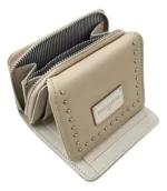 Billeteras Mujer Chica Jean Cartier Con Tapa Detalle Tachas Color Beige Liso - Imagen 2