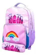 Mochila Escolar Colegio Nena Con Cartuchera Unicornio Color Lila Diseño De La Tela Estampado Unicornio