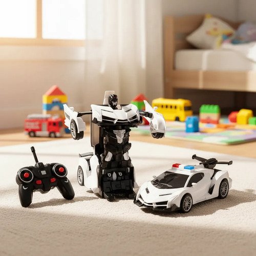 Auto Policía Zaki Transformer 1:12 Blanco Rc