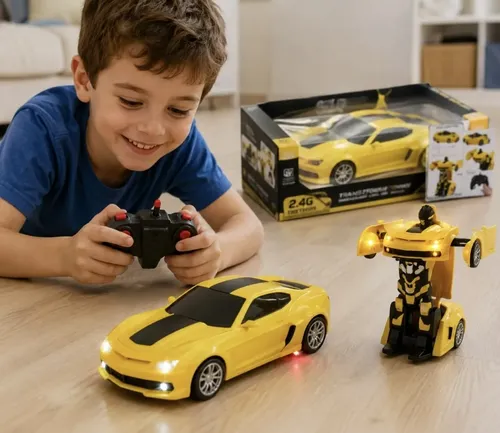 Juguete Radio A Control Remoto Auto Transformers Babymovil Dorado