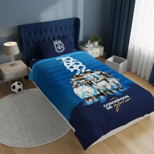 Juego Sabana Infantil Futbol 1 1/2 Pza Argentina River Boca Color Afa 14 Diseño De La Tela Estampado