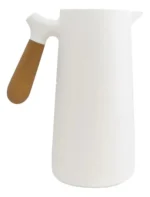 Jarra Termo 1lt Con Manija De Madera Pico Vertedor Color Mando Redondo Blanco