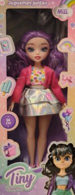 Juguete Muñeca 26cm Tiny Rainbow Pelo De Colores